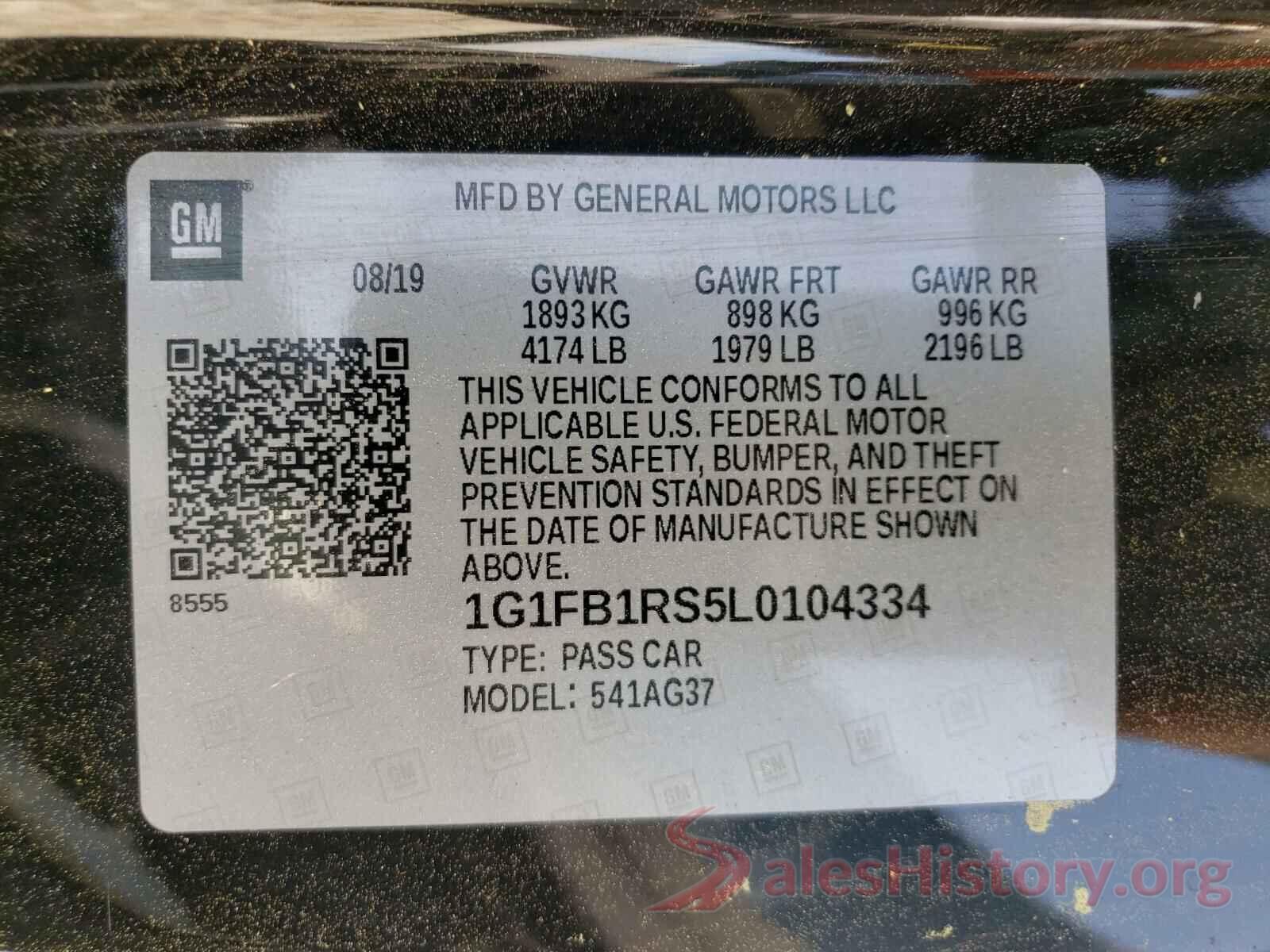 1G1FB1RS5L0104334 2020 CHEVROLET CAMARO