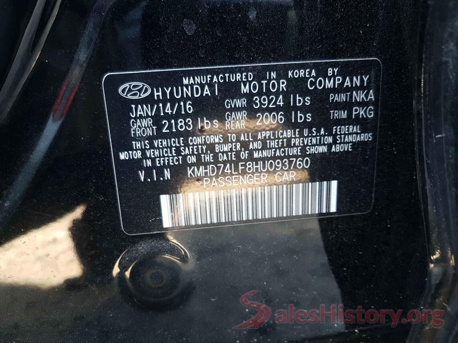 KMHD74LF8HU093760 2017 HYUNDAI ELANTRA