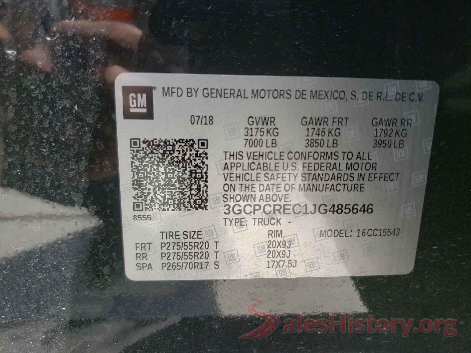 3GCPCREC1JG485646 2018 CHEVROLET SILVERADO