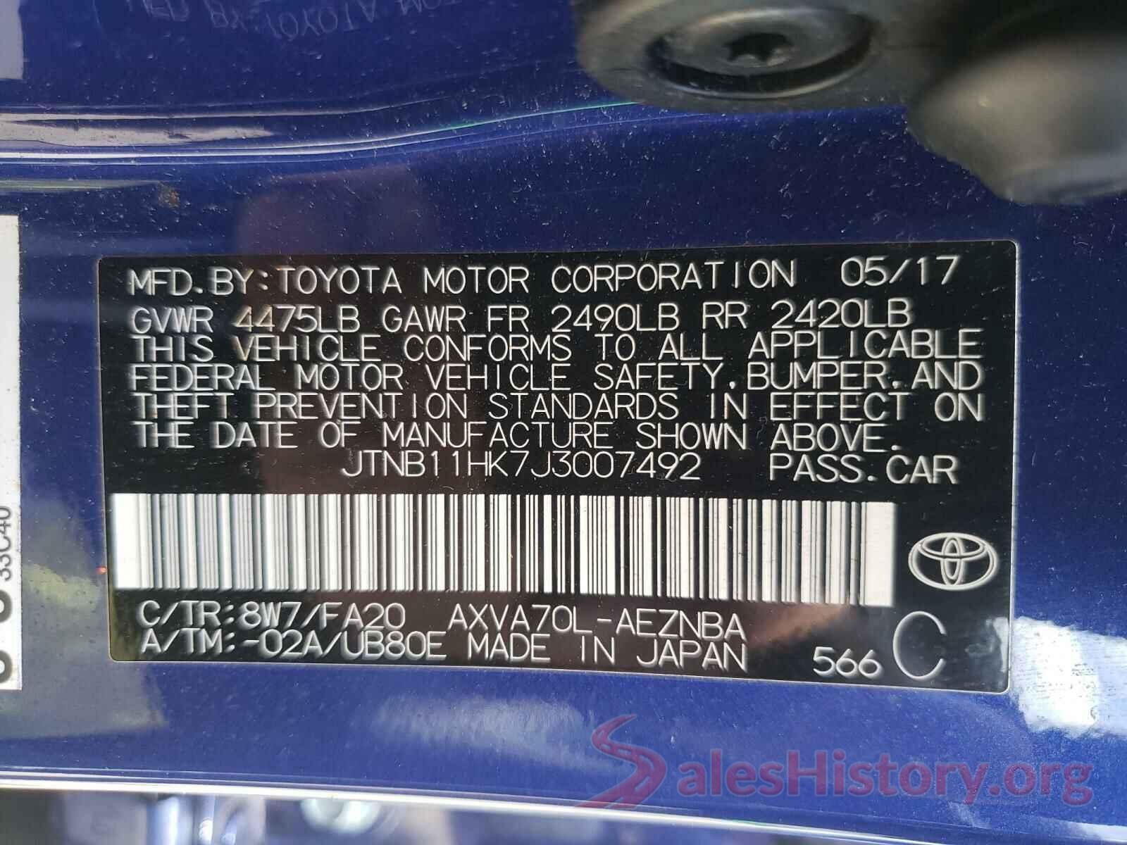 JTNB11HK7J3007492 2018 TOYOTA CAMRY