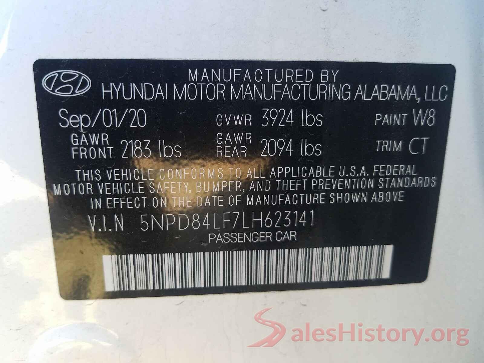 5NPD84LF7LH623141 2020 HYUNDAI ELANTRA