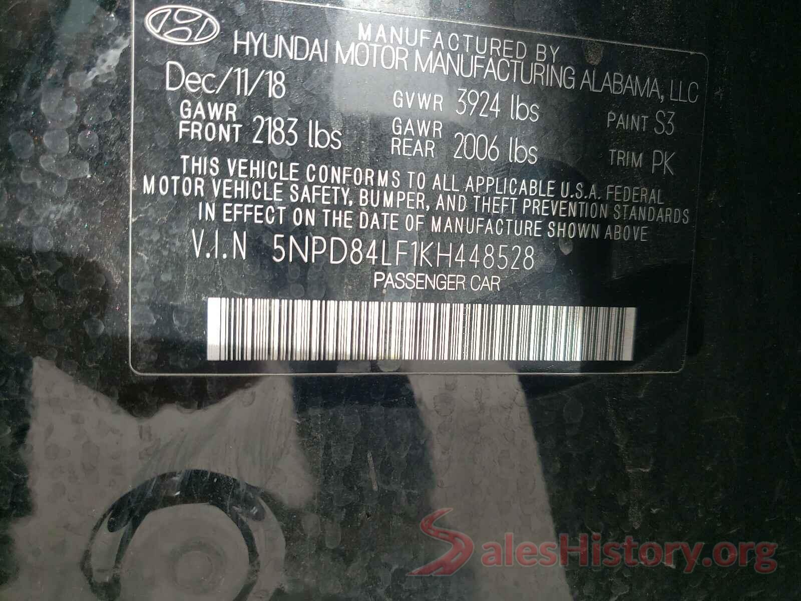 5NPD84LF1KH448528 2019 HYUNDAI ELANTRA