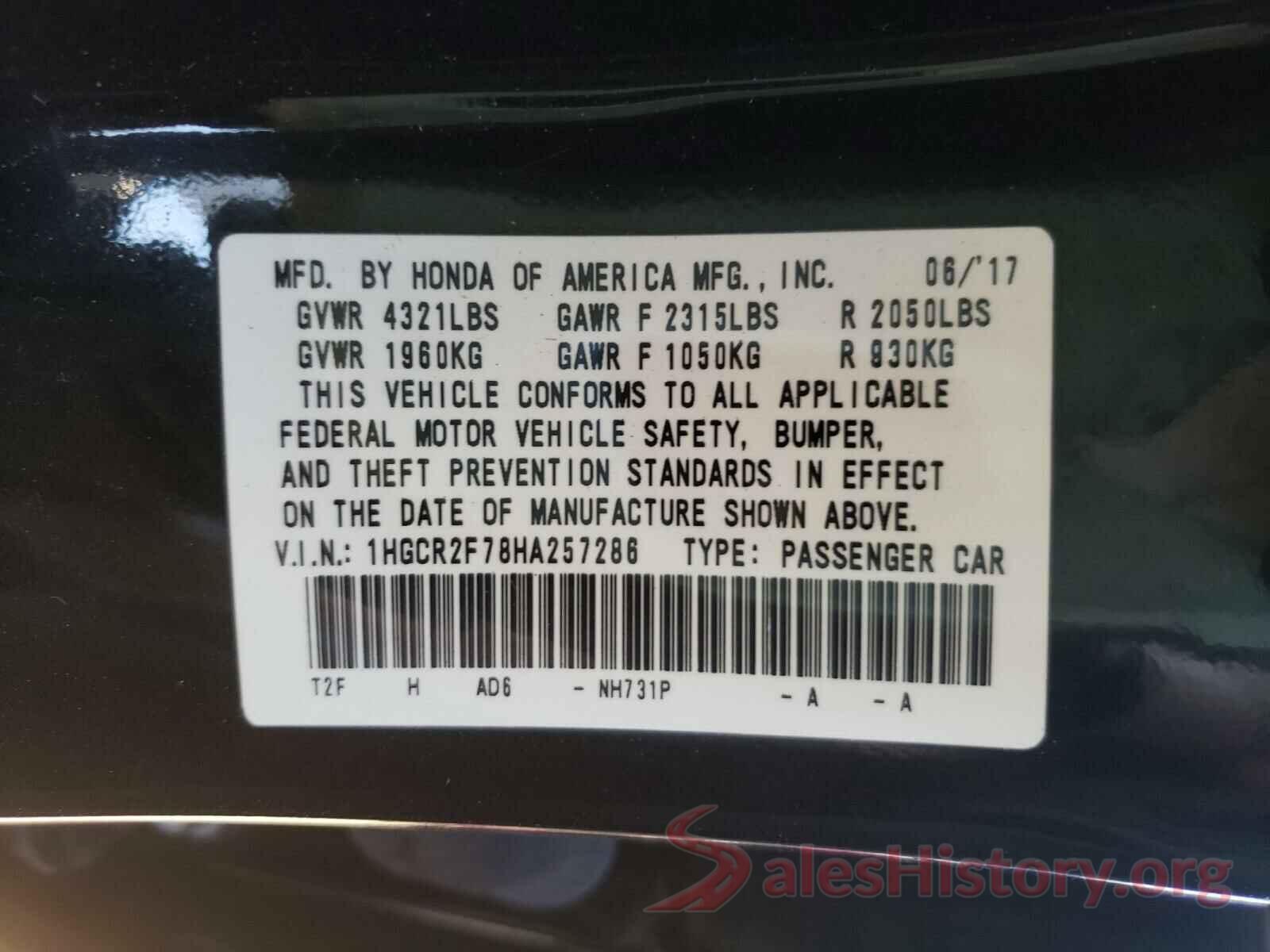 1HGCR2F78HA257286 2017 HONDA ACCORD