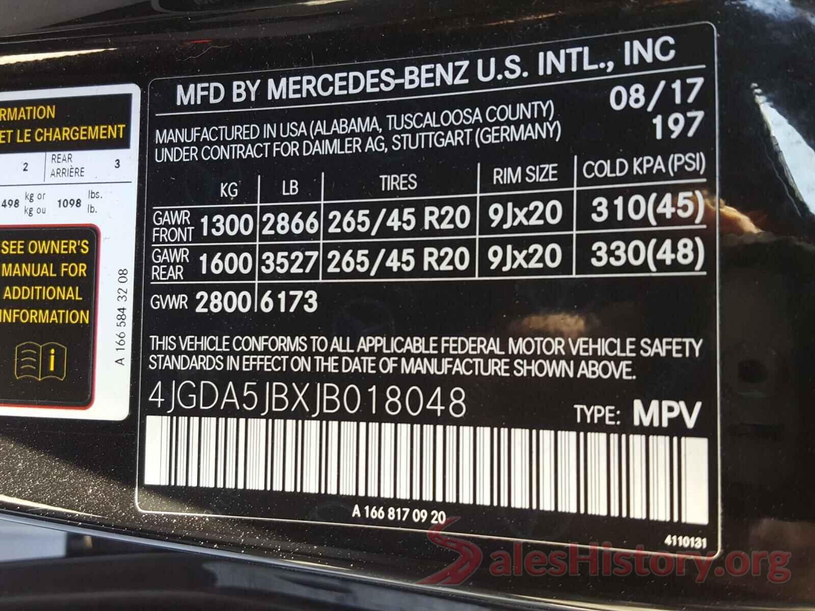 4JGDA5JBXJB018048 2018 MERCEDES-BENZ G CLASS