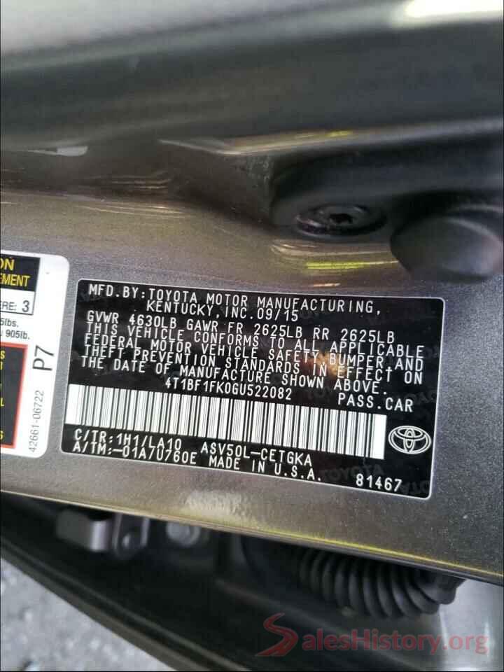 4T1BF1FK0GU522082 2016 TOYOTA CAMRY