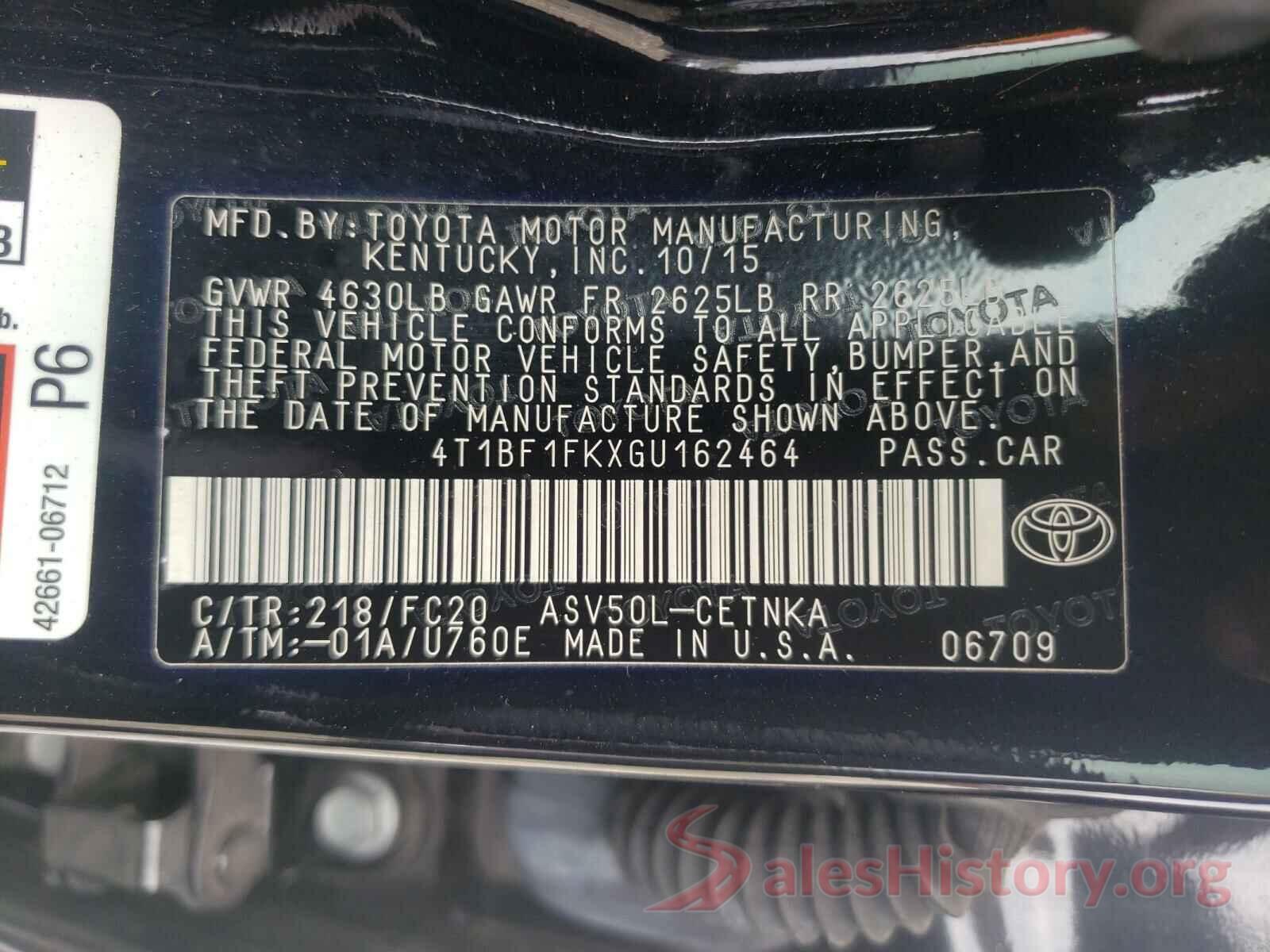 4T1BF1FKXGU162464 2016 TOYOTA CAMRY