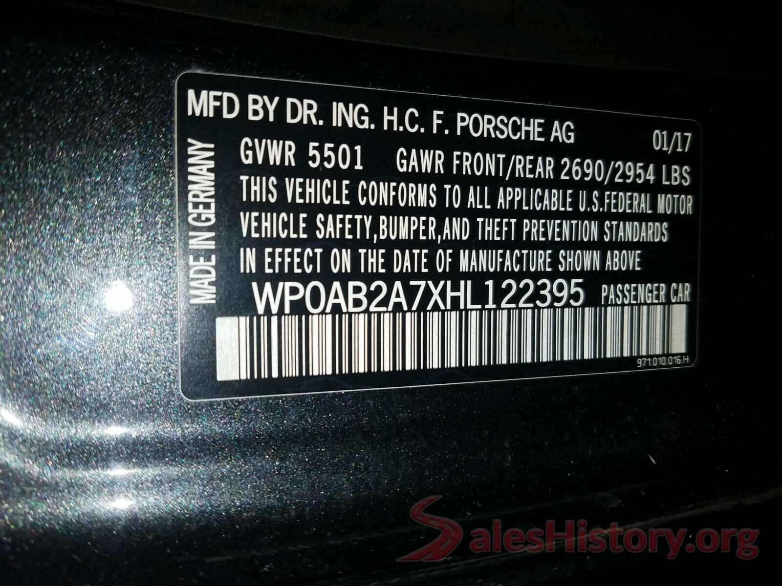 WP0AB2A7XHL122395 2017 PORSCHE PANAMERA