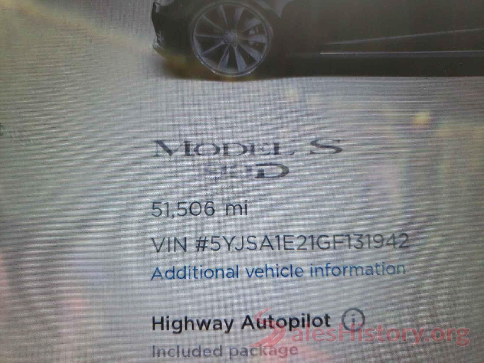 5YJSA1E21GF131942 2016 TESLA MODEL S