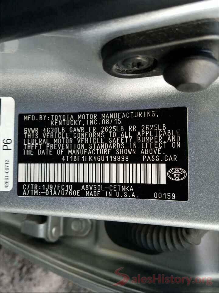 4T1BF1FK4GU119898 2016 TOYOTA CAMRY