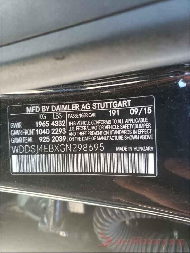 WDDSJ4EBXGN298695 2016 MERCEDES-BENZ C CLASS