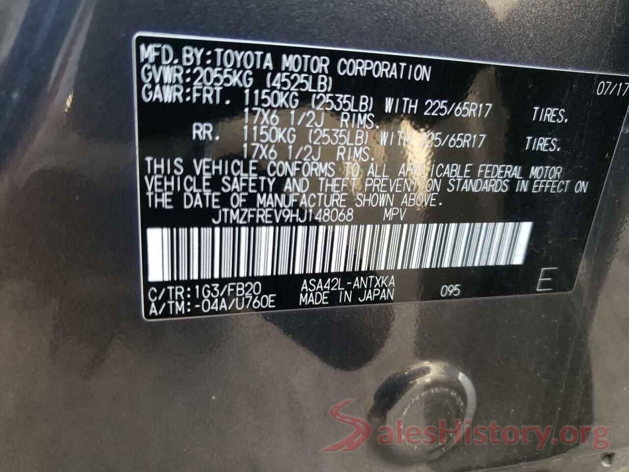 JTMZFREV9HJ148068 2017 TOYOTA RAV4