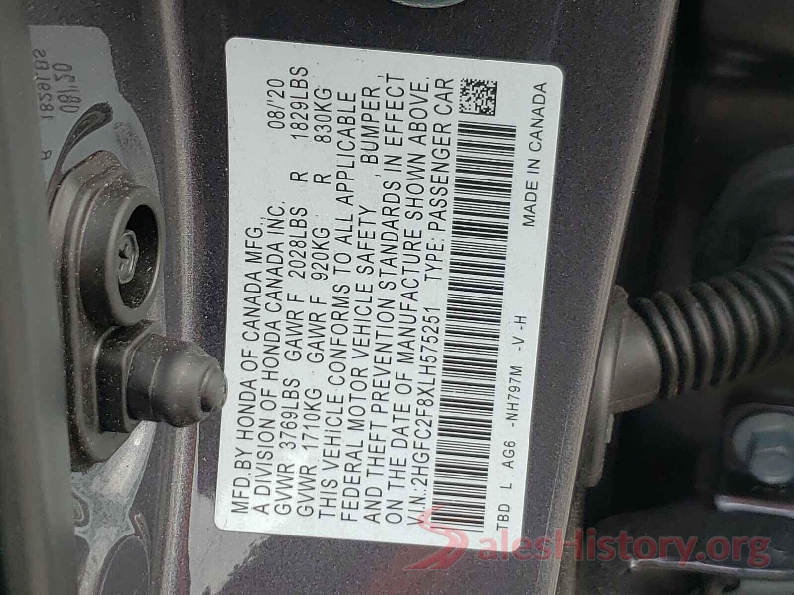 2HGFC2F8XLH575251 2020 HONDA CIVIC