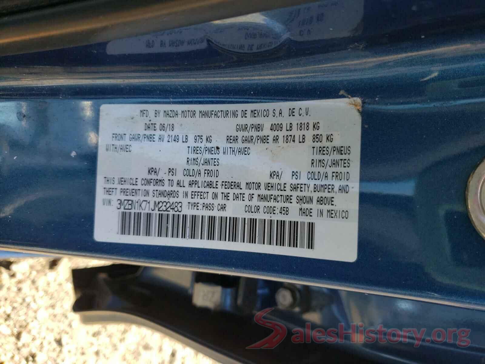 3MZBN1K71JM232483 2018 MAZDA 3