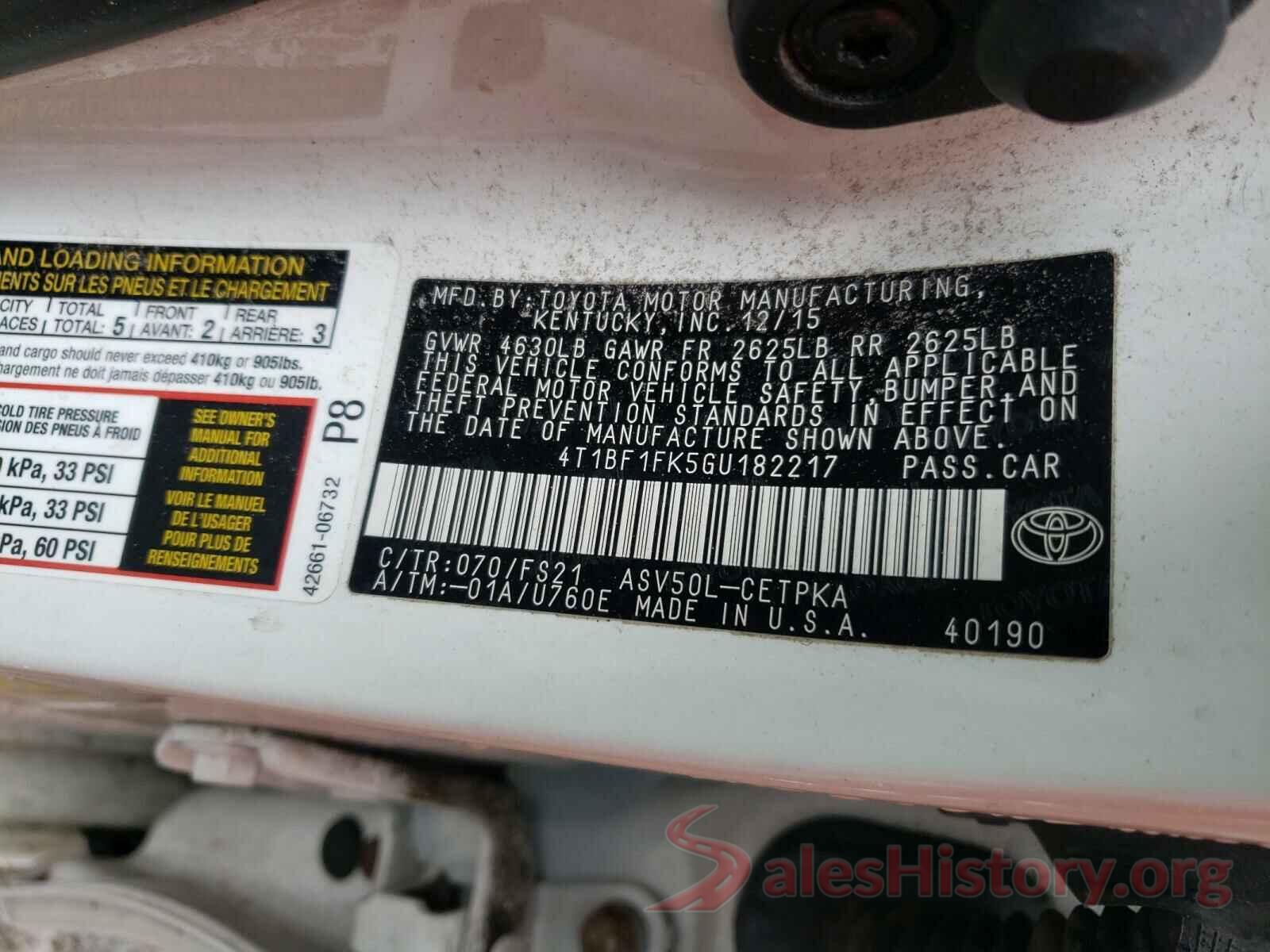 4T1BF1FK5GU182217 2016 TOYOTA CAMRY