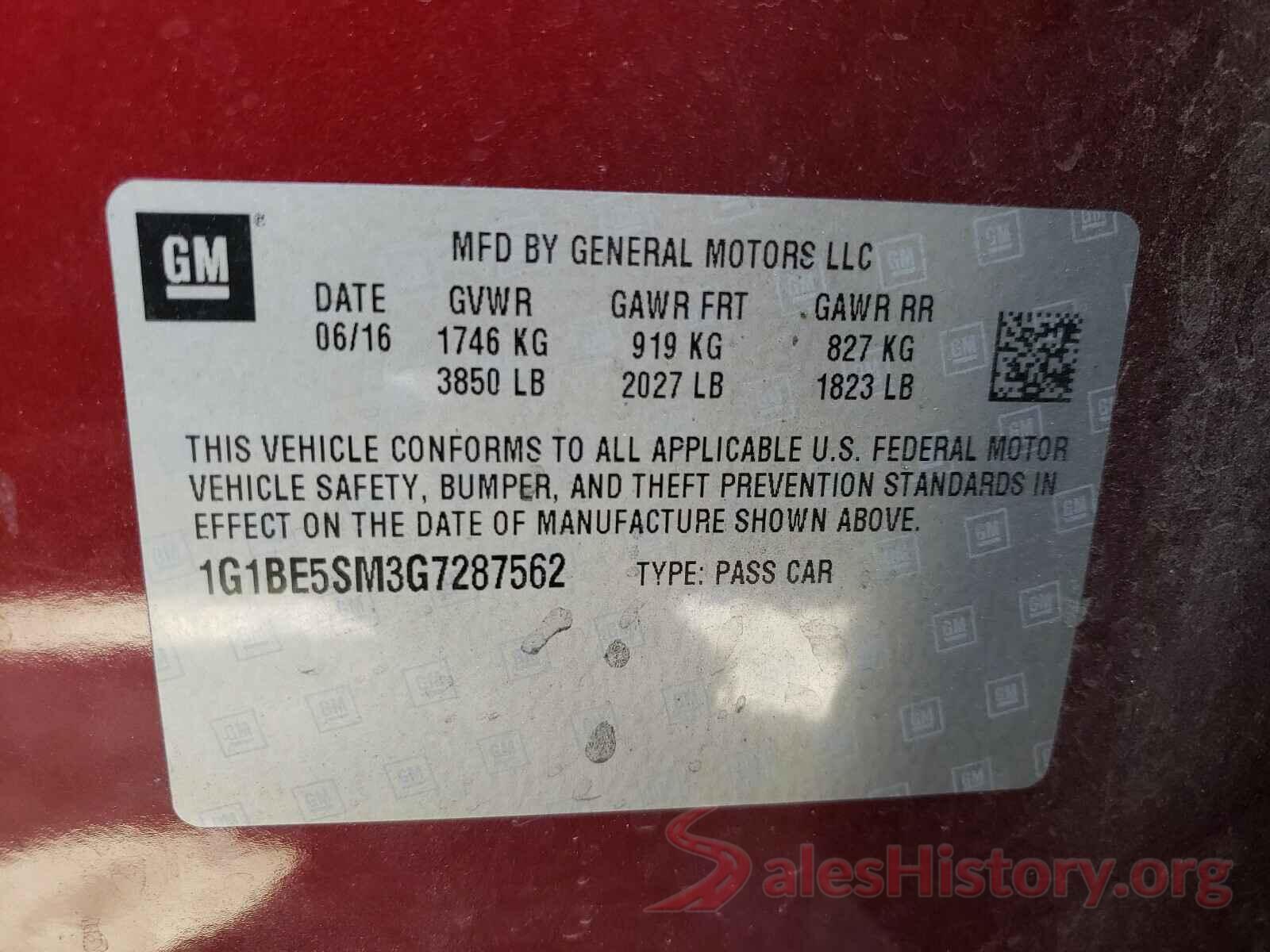 1G1BE5SM3G7287562 2016 CHEVROLET CRUZE