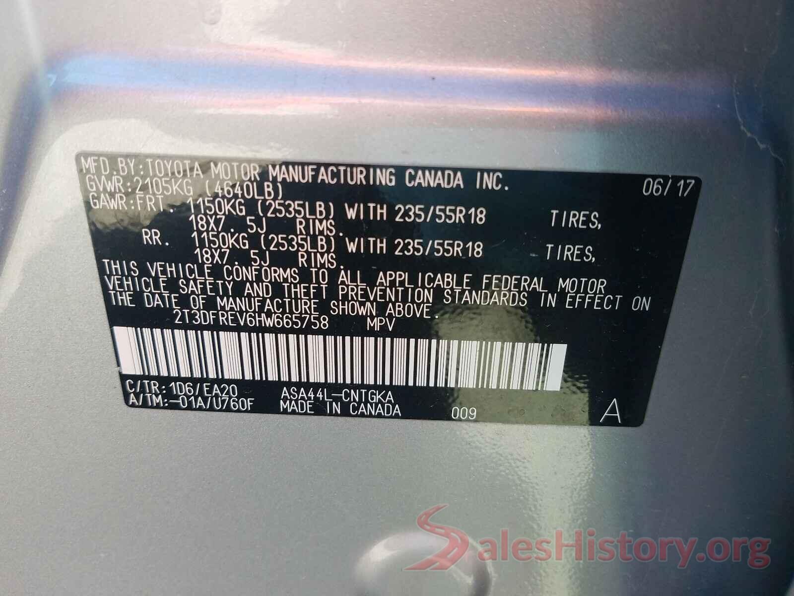 2T3DFREV6HW665758 2017 TOYOTA RAV4