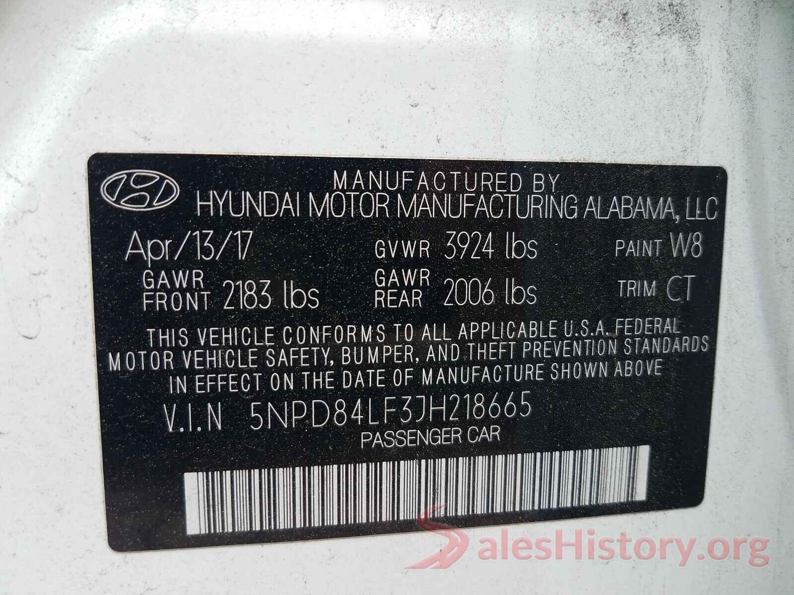 5NPD84LF3JH218665 2018 HYUNDAI ELANTRA