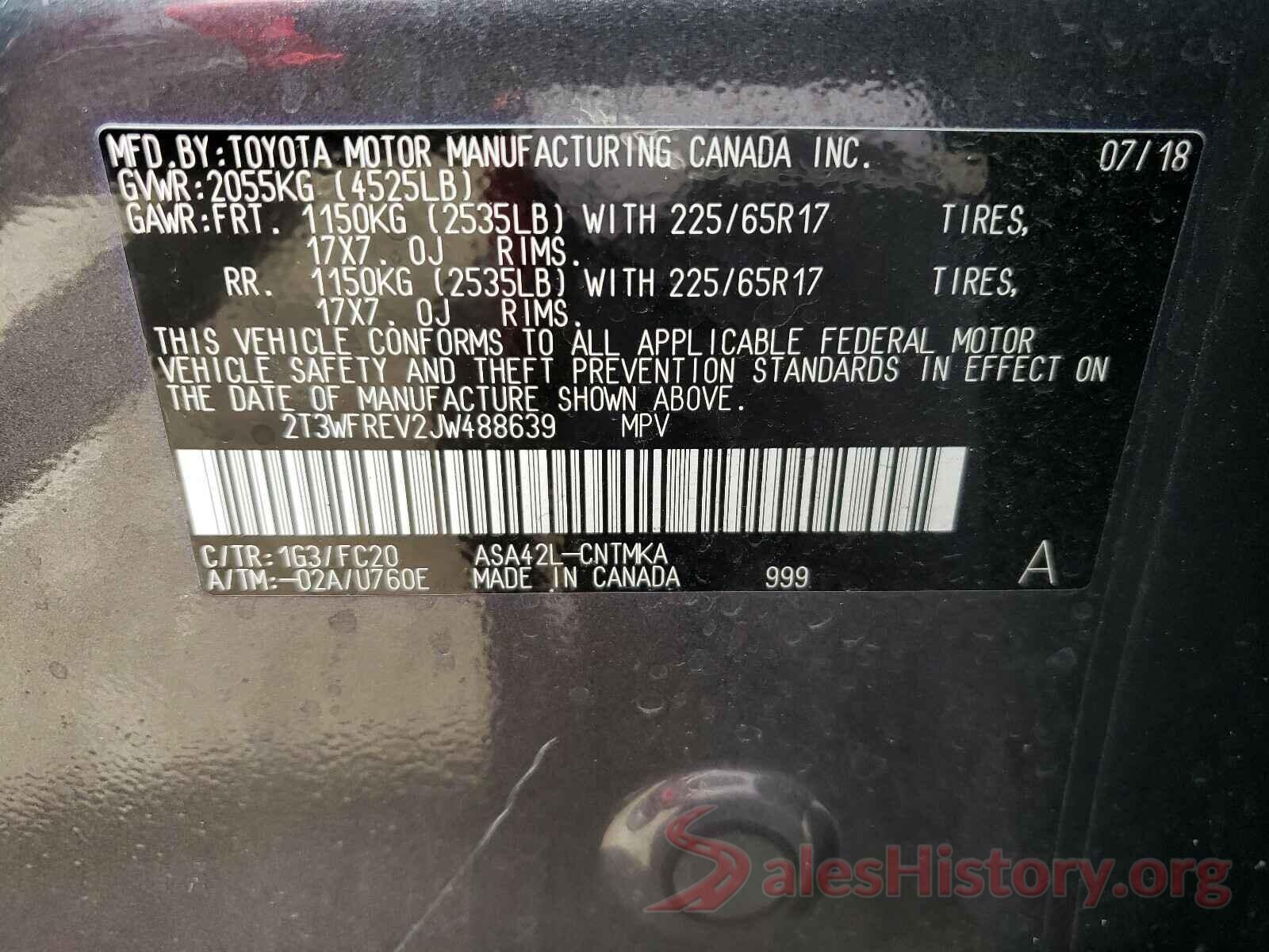 2T3WFREV2JW488639 2018 TOYOTA RAV4