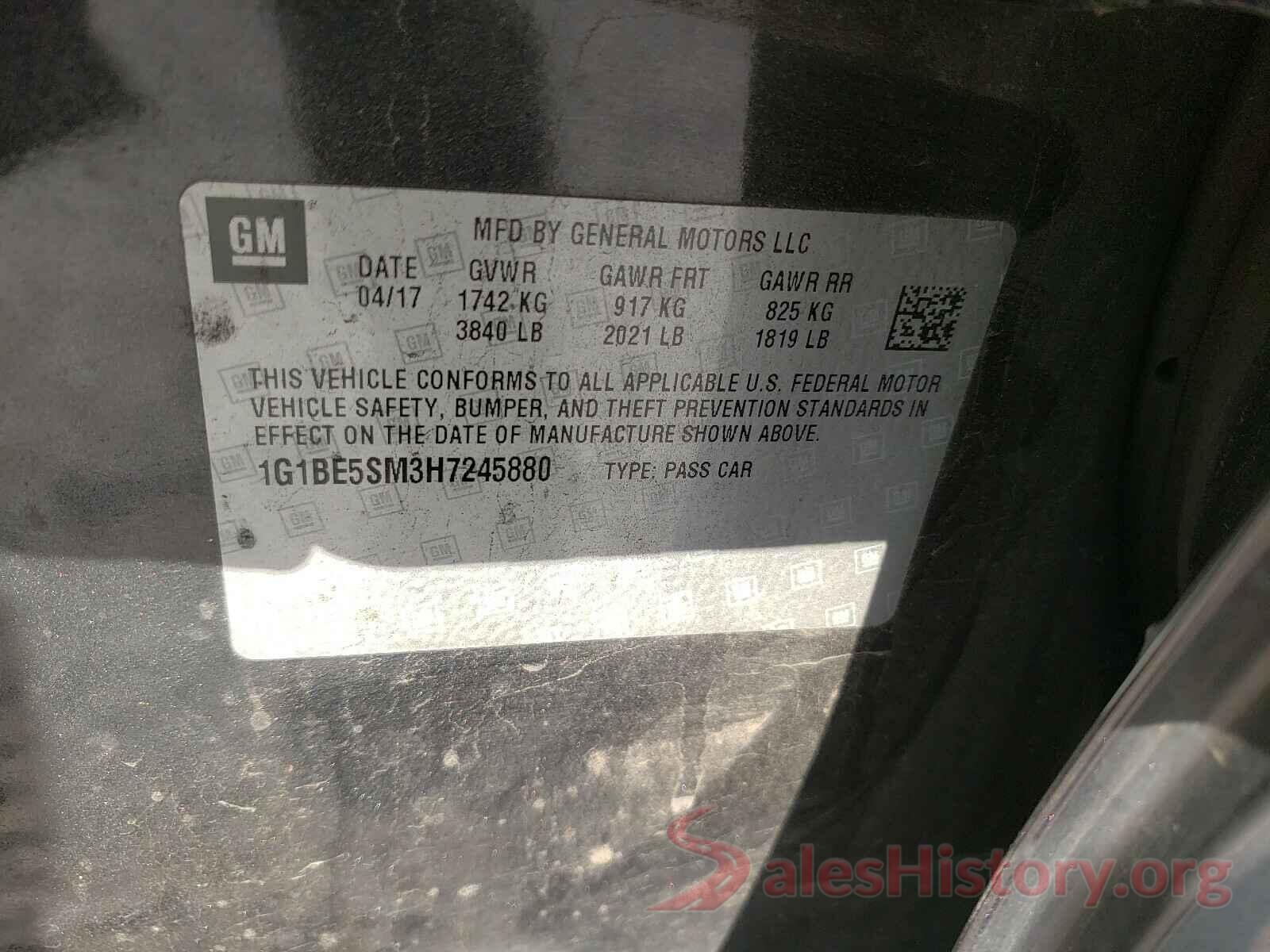 1G1BE5SM3H7245880 2017 CHEVROLET CRUZE