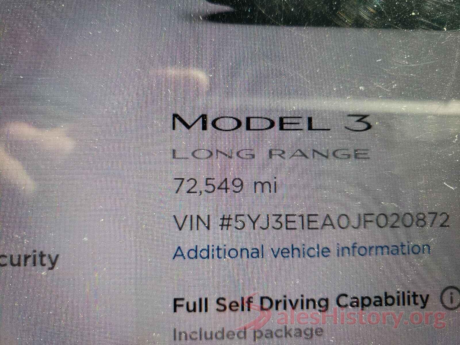 5YJ3E1EA0JF020872 2018 TESLA MODEL 3