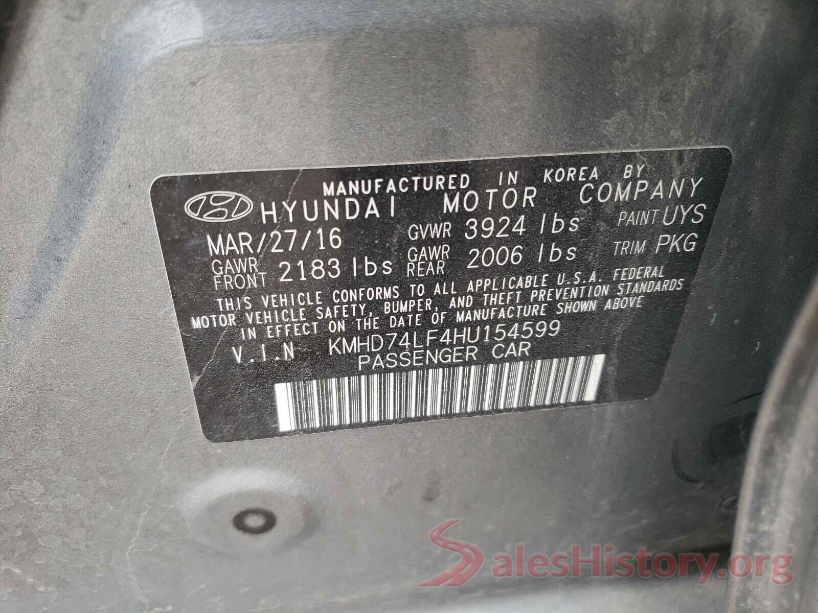 KMHD74LF4HU154599 2017 HYUNDAI ELANTRA