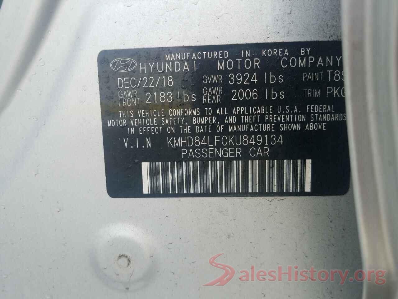 KMHD84LF0KU849134 2019 HYUNDAI ELANTRA