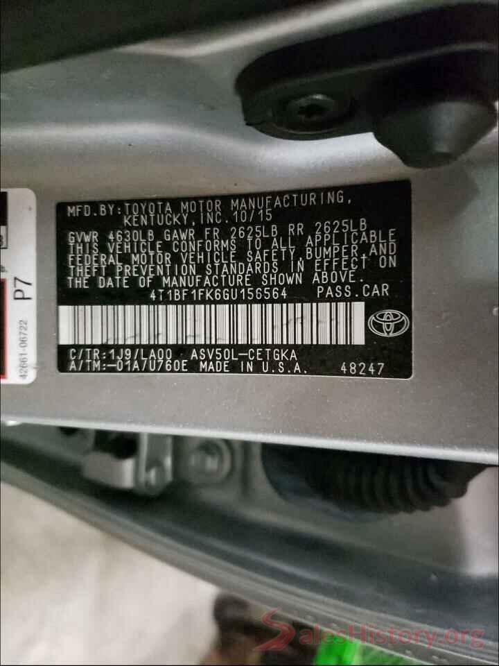 4T1BF1FK6GU156564 2016 TOYOTA CAMRY