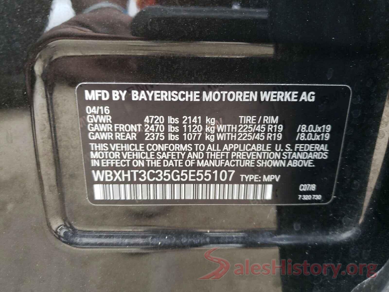 WBXHT3C35G5E55107 2016 BMW X1