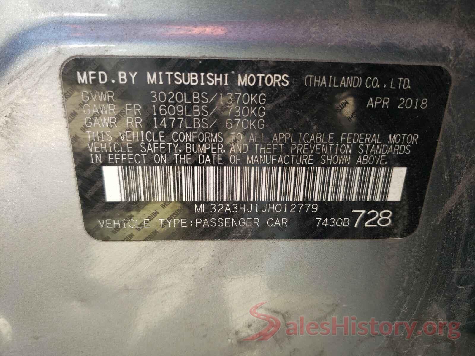 ML32A3HJ1JH012779 2018 MITSUBISHI MIRAGE