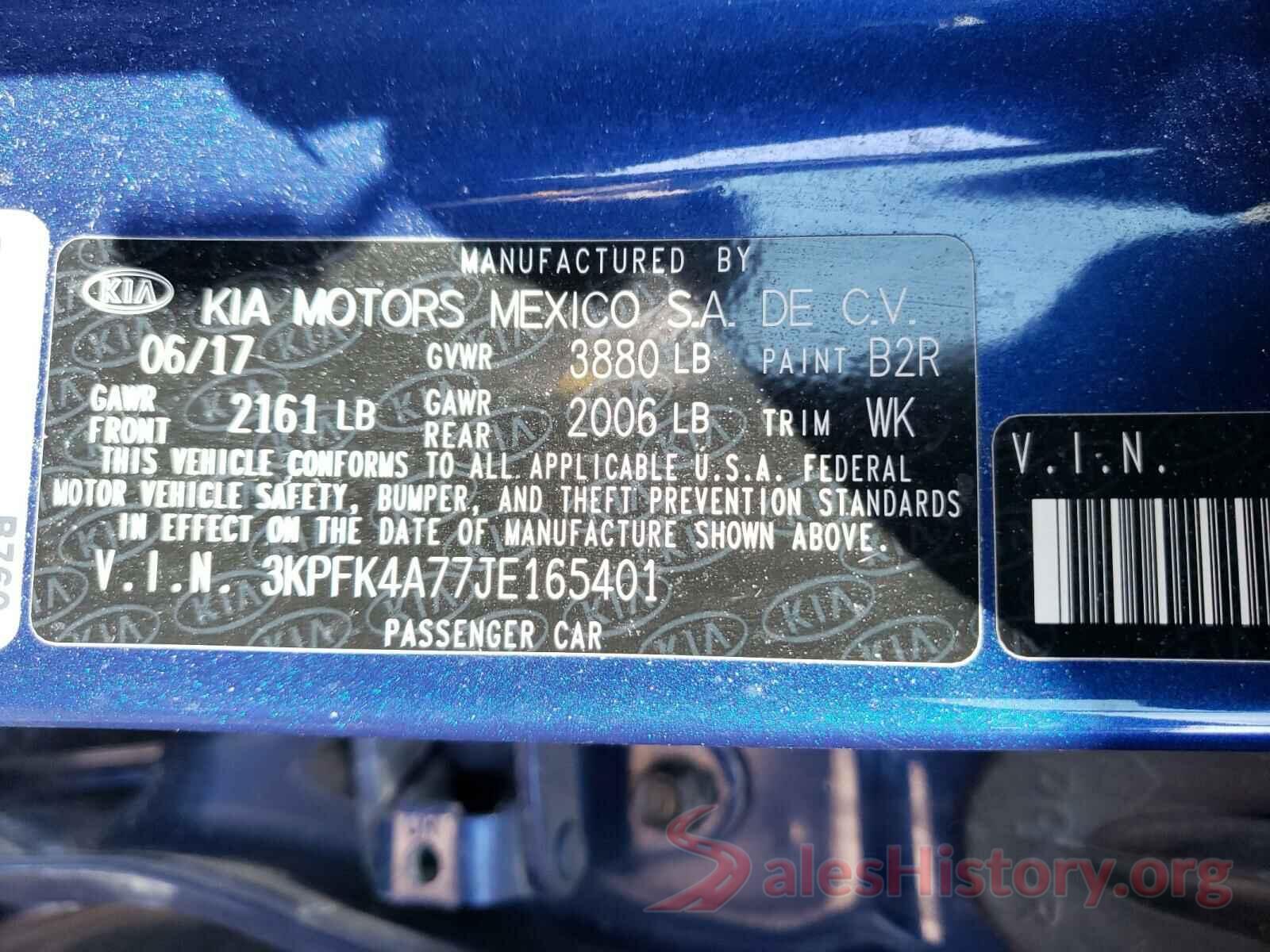 3KPFK4A77JE165401 2018 KIA FORTE