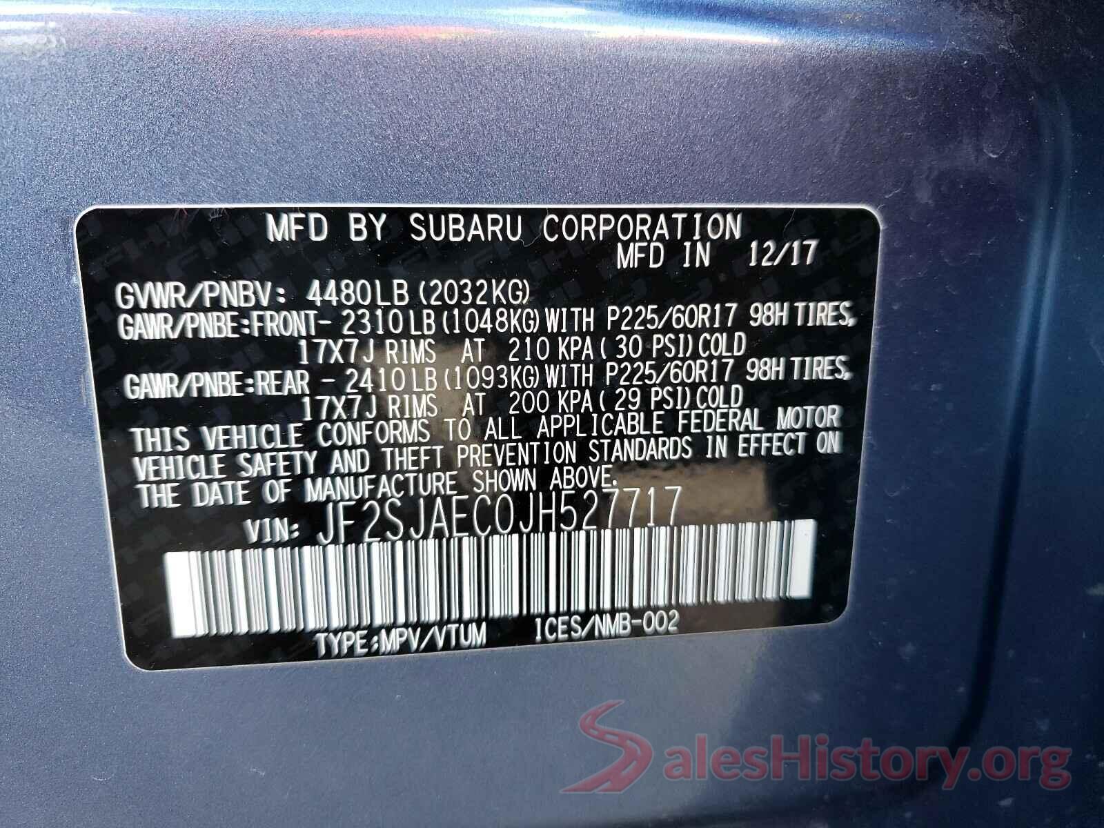 JF2SJAEC0JH527717 2018 SUBARU FORESTER