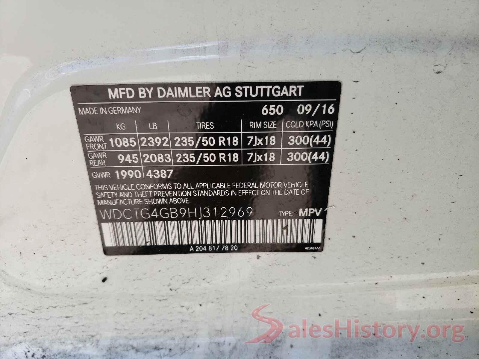 WDCTG4GB9HJ312969 2017 MERCEDES-BENZ G CLASS