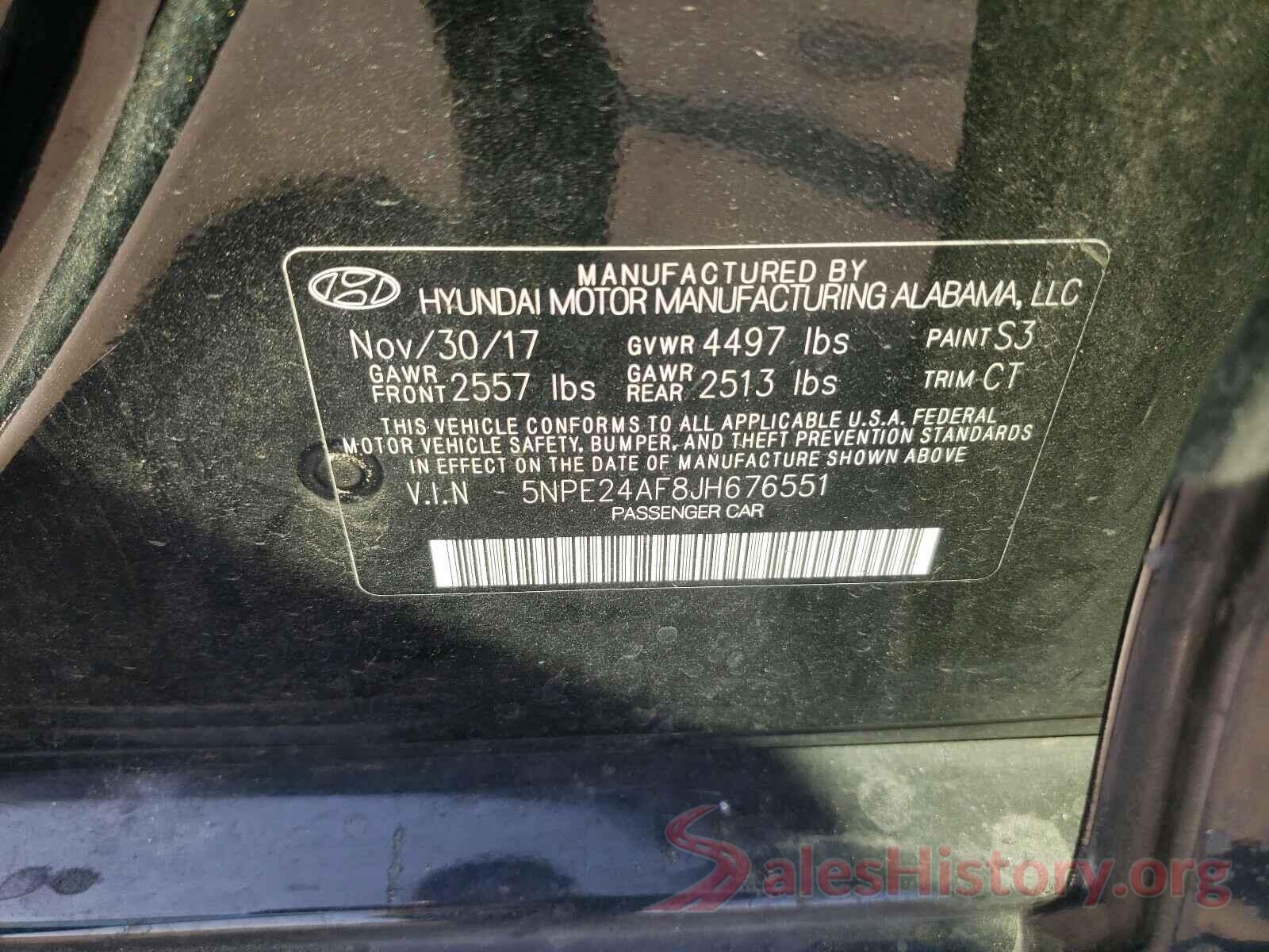 5NPE24AF8JH676551 2018 HYUNDAI SONATA