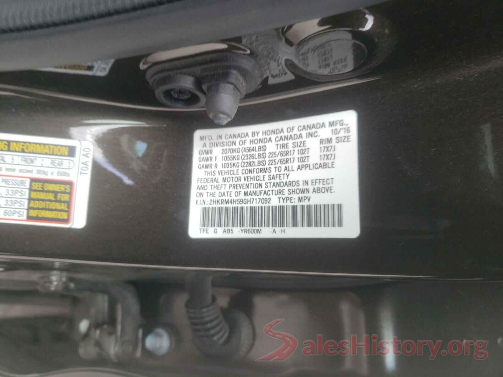 2HKRM4H59GH717092 2016 HONDA CRV