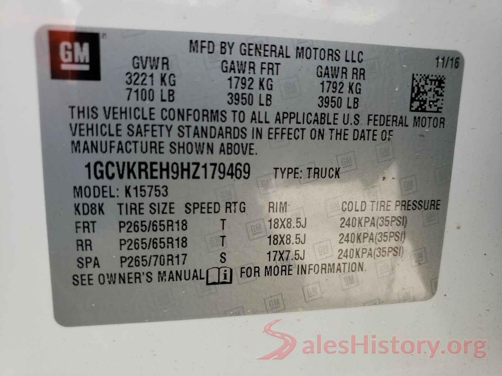 1GCVKREH9HZ179469 2017 CHEVROLET SILVERADO