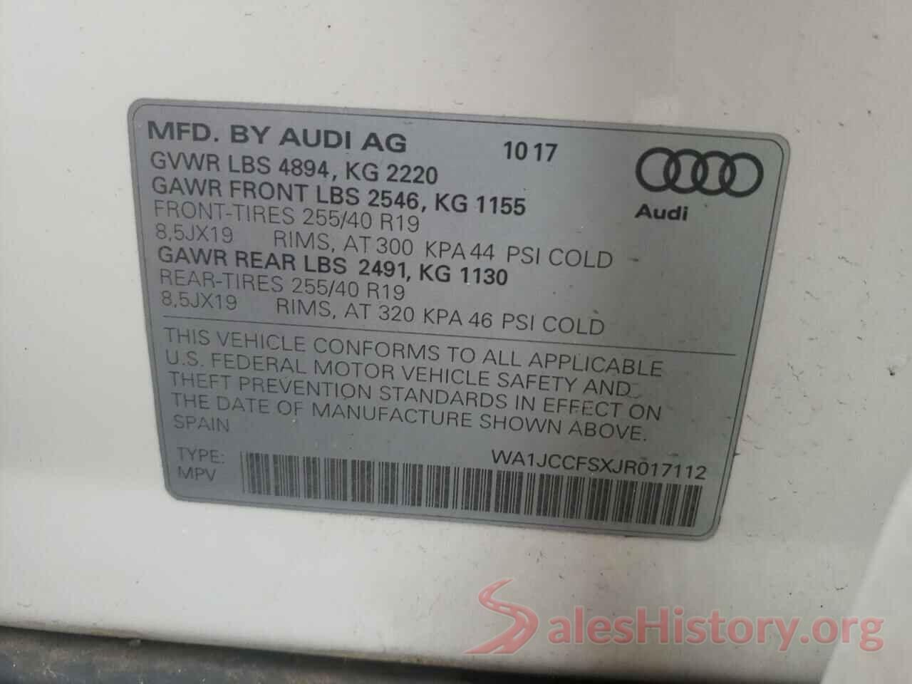 WA1JCCFSXJR017112 2018 AUDI Q3