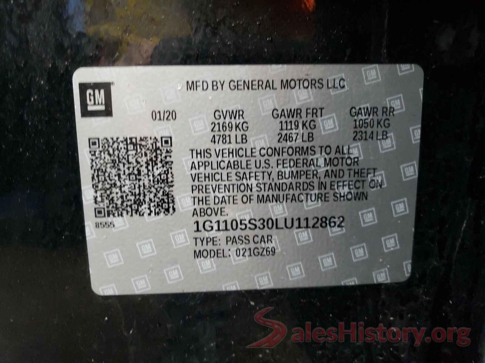 1G1105S30LU112862 2020 CHEVROLET IMPALA