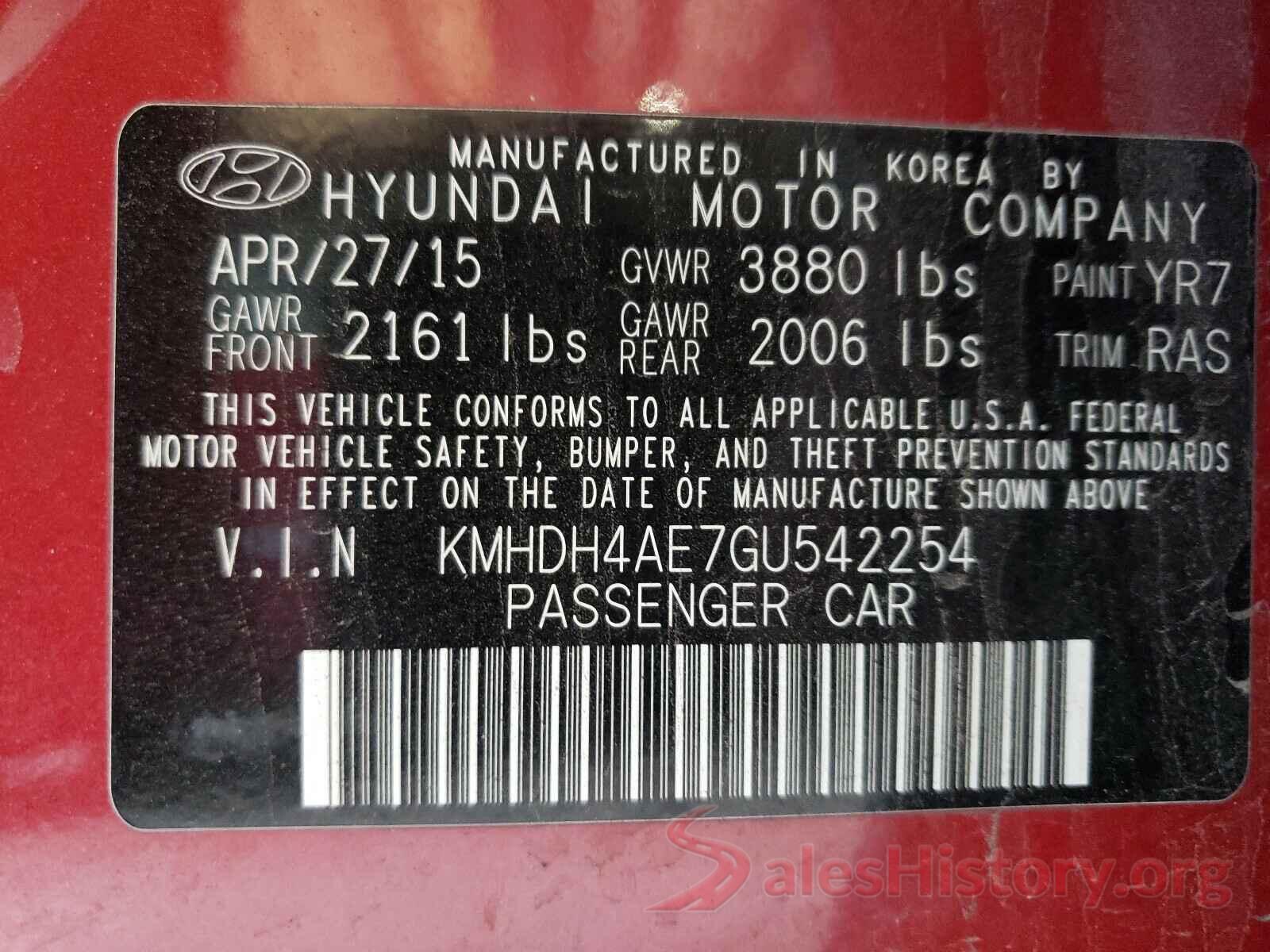 KMHDH4AE7GU542254 2016 HYUNDAI ELANTRA