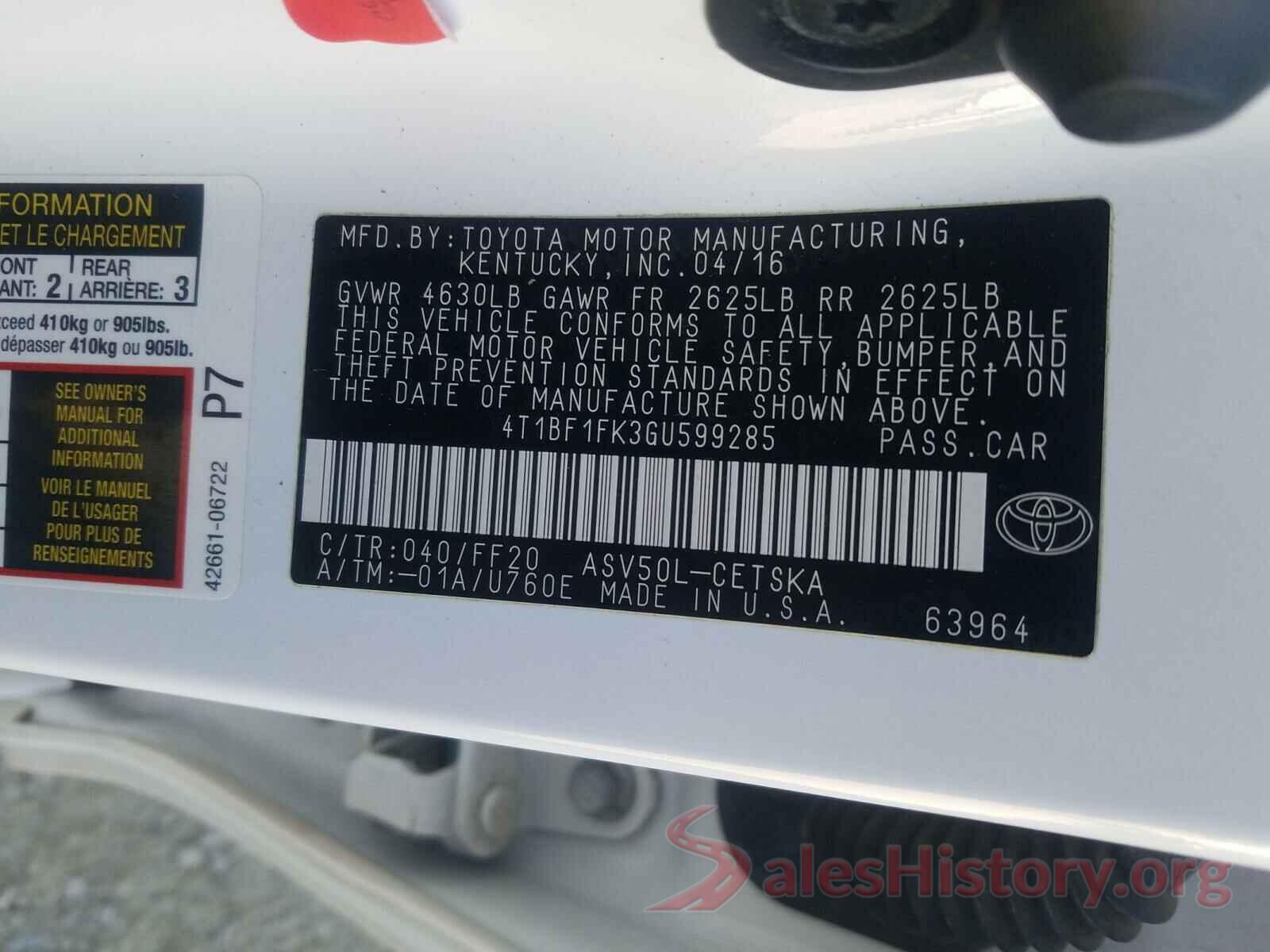 4T1BF1FK3GU599285 2016 TOYOTA CAMRY