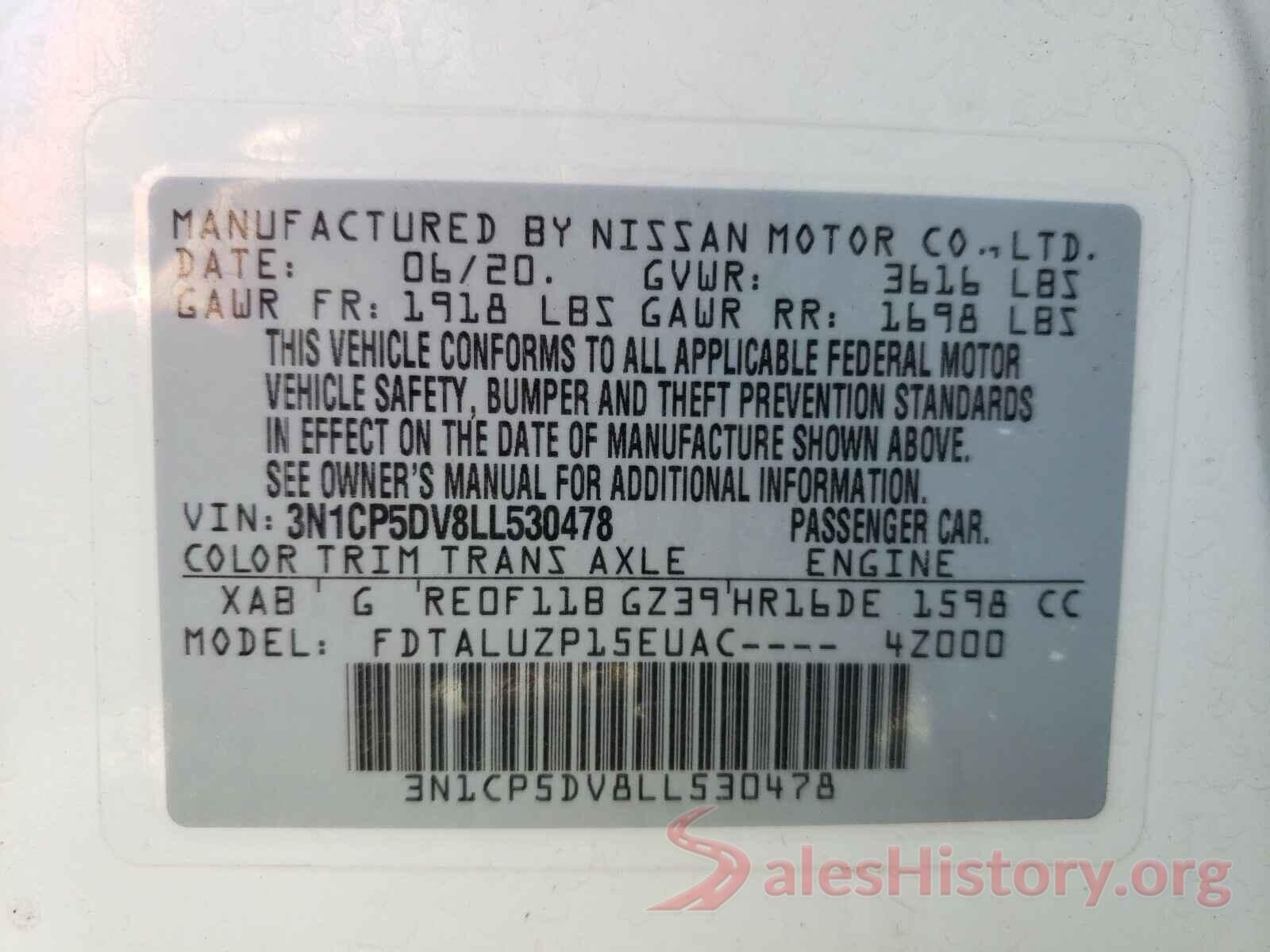 3N1CP5DV8LL530478 2020 NISSAN KICKS