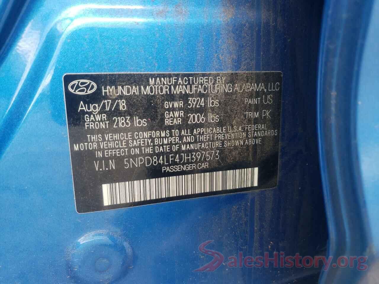 5NPD84LF4JH397573 2018 HYUNDAI ELANTRA