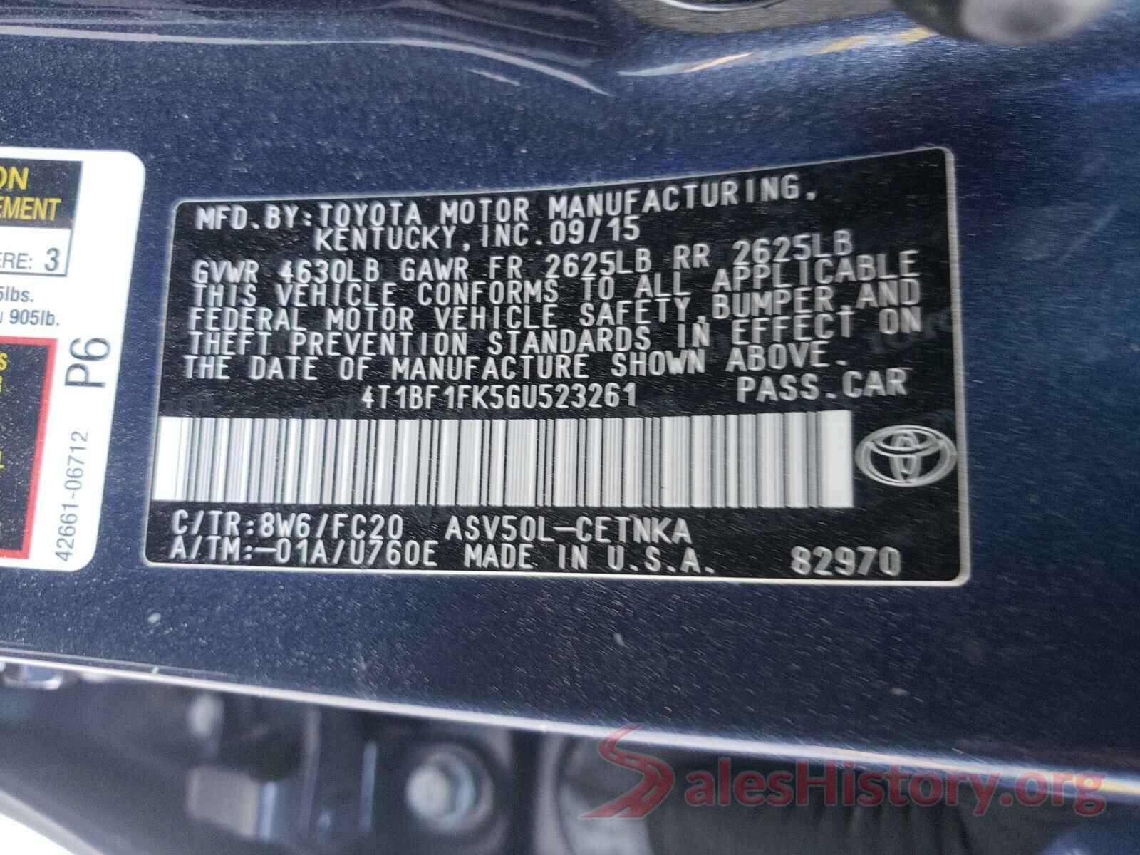 4T1BF1FK5GU523261 2016 TOYOTA CAMRY