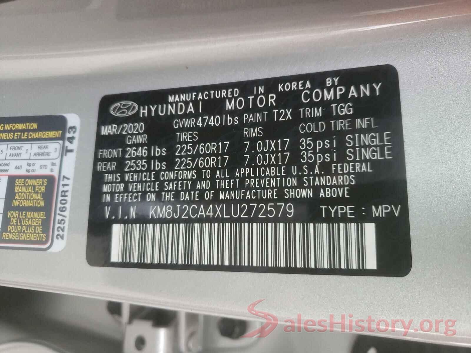 KM8J2CA4XLU272579 2020 HYUNDAI TUCSON