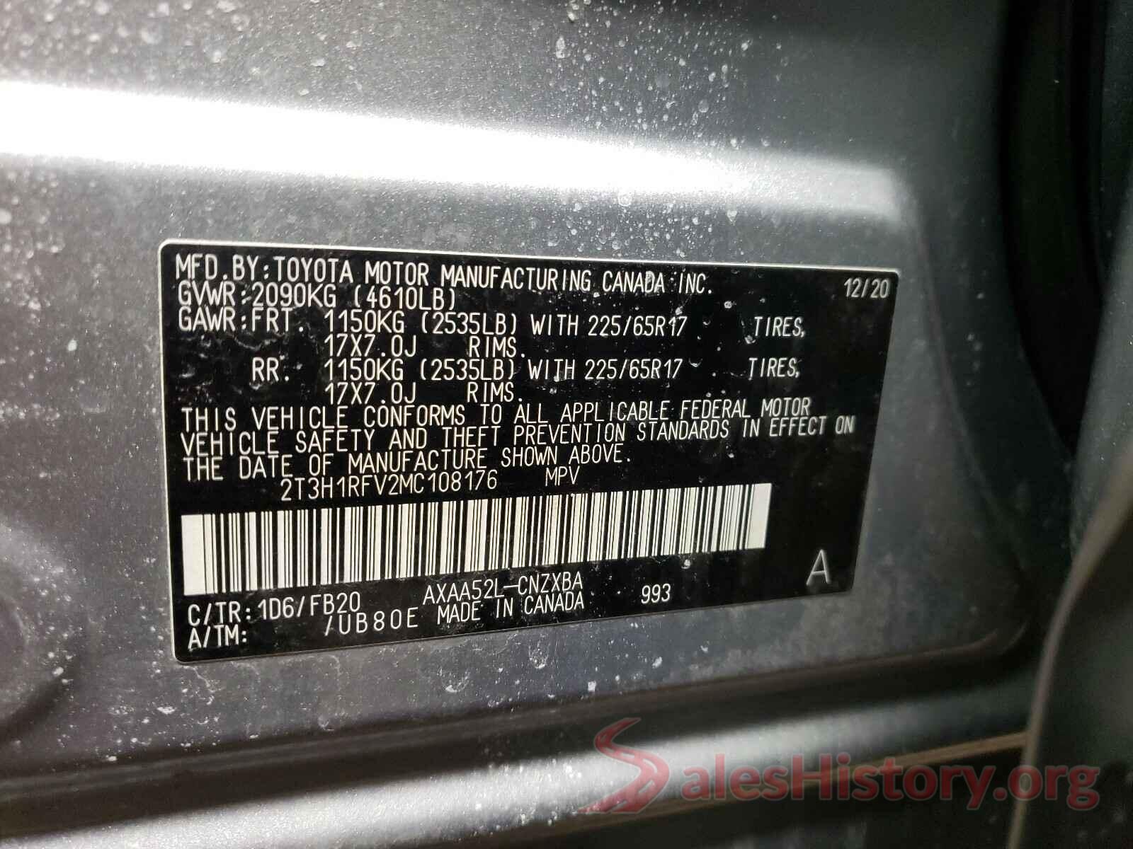 2T3H1RFV2MC108176 2021 TOYOTA RAV4