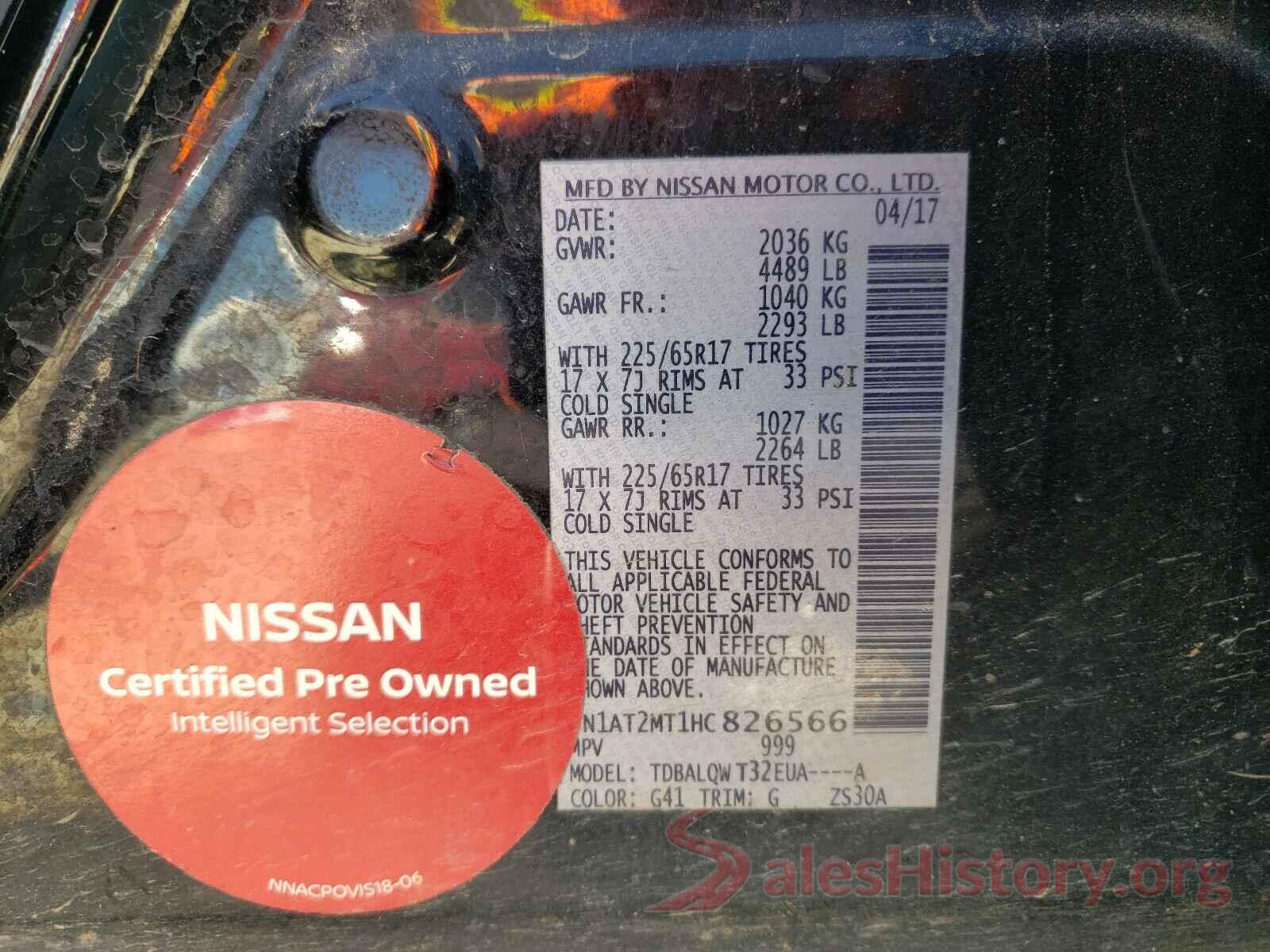 5N1AT2MT1HC826566 2017 NISSAN ROGUE