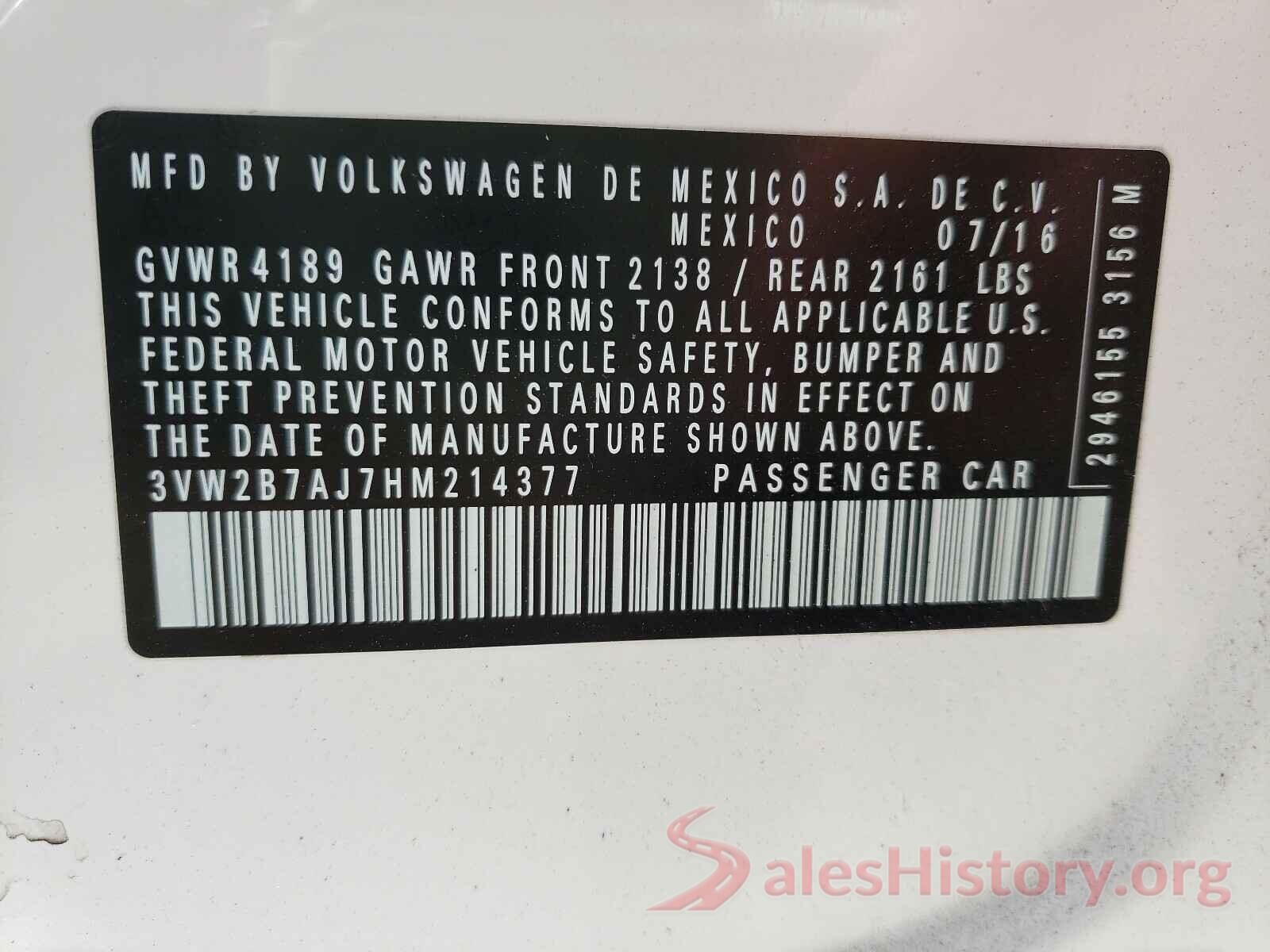 3VW2B7AJ7HM214377 2017 VOLKSWAGEN JETTA