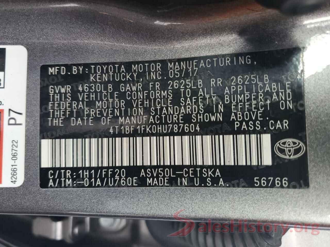 4T1BF1FK0HU787604 2017 TOYOTA CAMRY