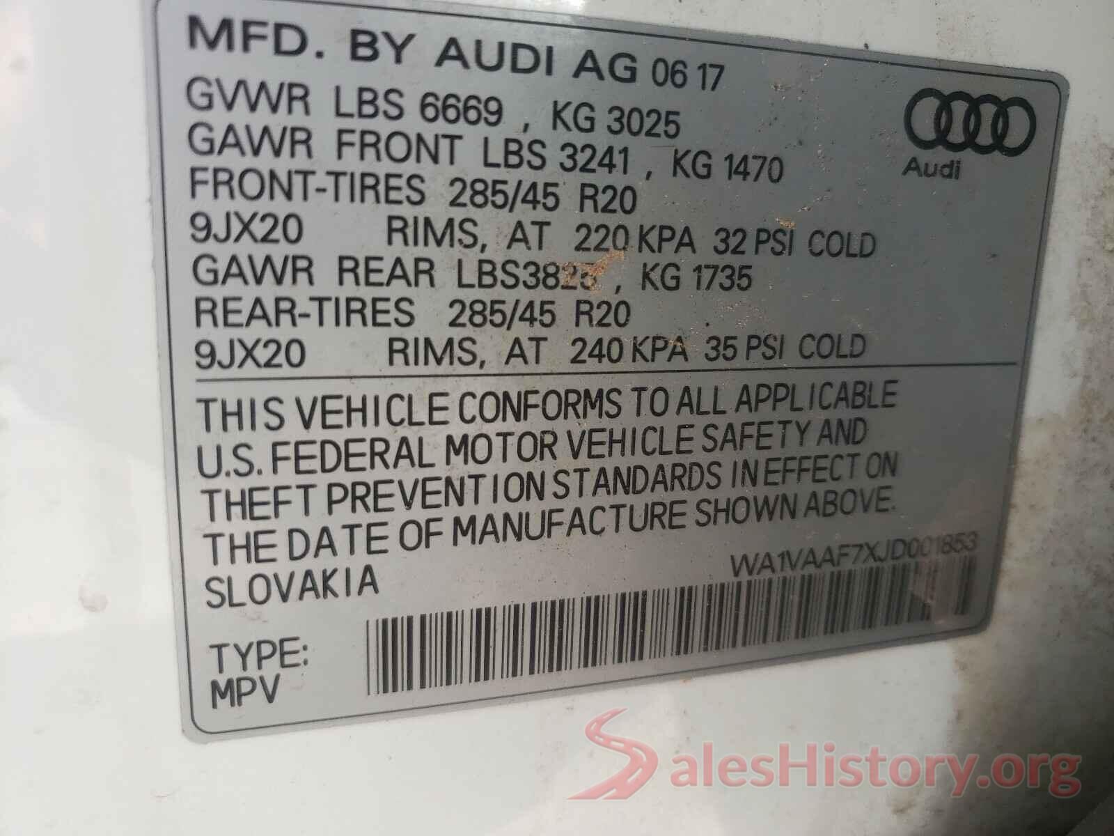 WA1VAAF7XJD001853 2018 AUDI Q7