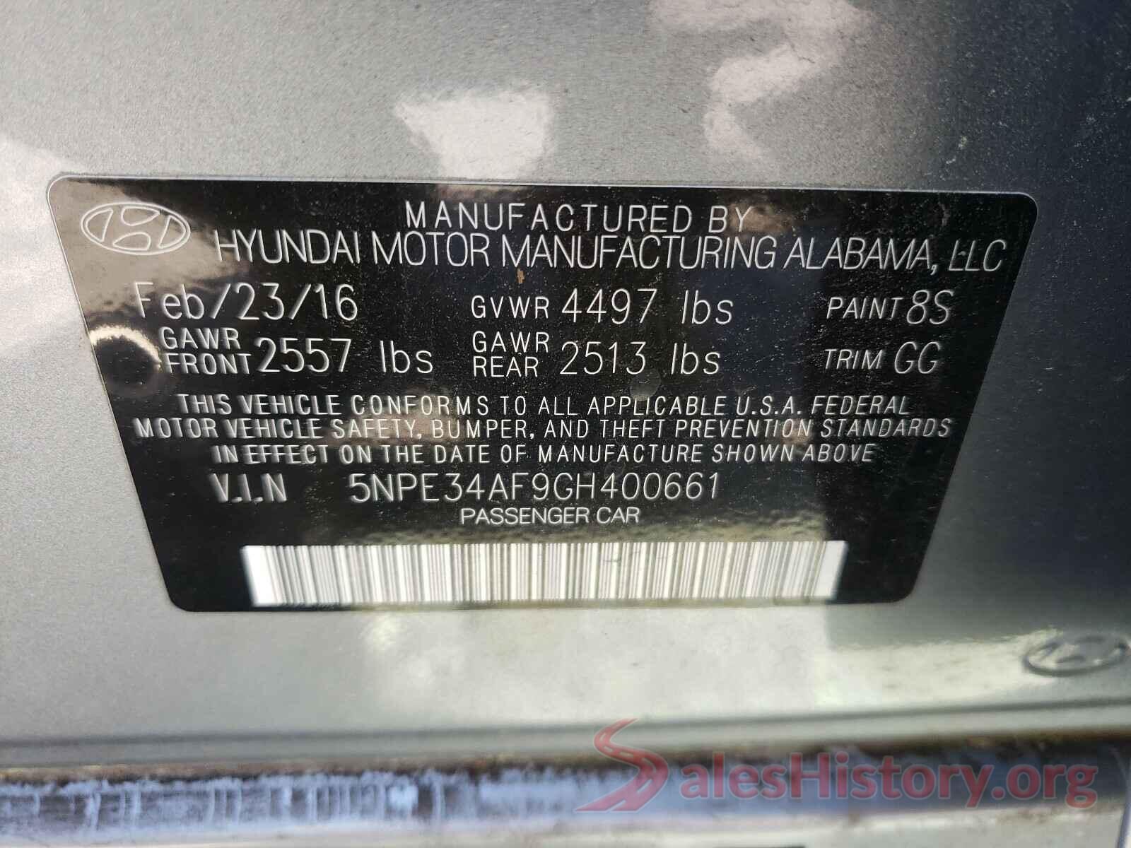 5NPE34AF9GH400661 2016 HYUNDAI SONATA