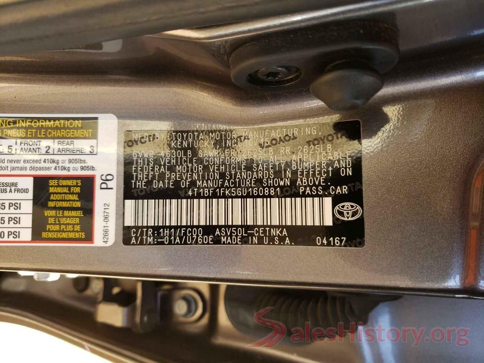 4T1BF1FK5GU160881 2016 TOYOTA CAMRY